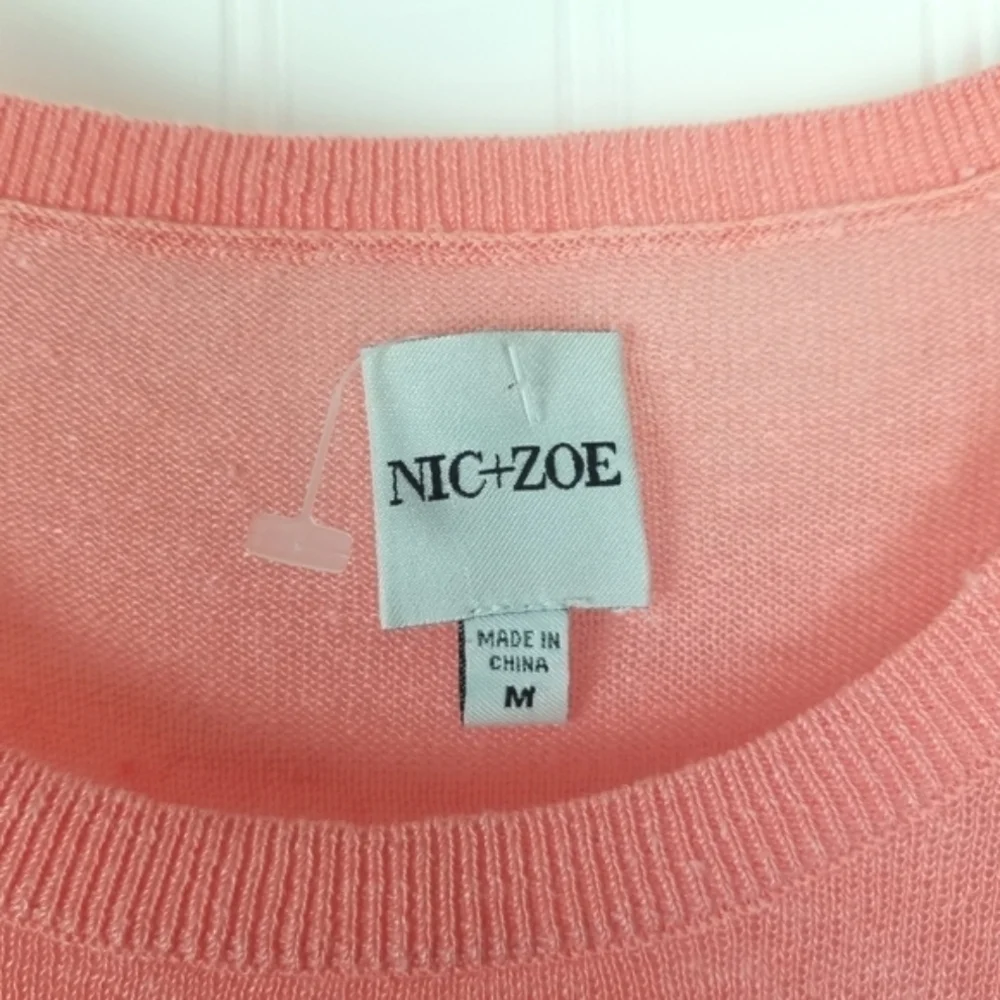 NIC+ZOE Womens Linen Viscose Long Sleeve Asymmetrical Hem Tunic Top Sweater Sz M